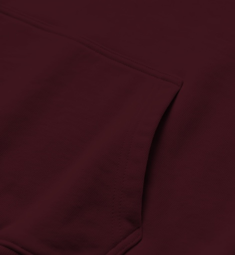 Close-up of the burgundy kangaroo pocket